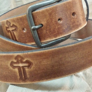 Christian Cross Belt,  hand-made from solid full grain leather and can be personalized! Gift for her, gift for him
