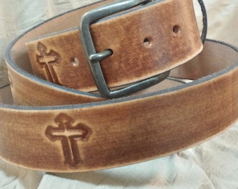 Christian Cross Belt,  hand-made from solid full grain leather and can be personalized! Gift for her, gift for him