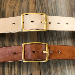 Natural full-grain Leather belt-will Patina over time-belt for men or women- belt made in USA-great looking belt with denim. the NATTY NEUSE