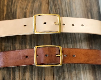 Natural 1 1/2” Leather belt, Patina leather belt full grain leather  vegetable-tanned leather handmade great graduation gift