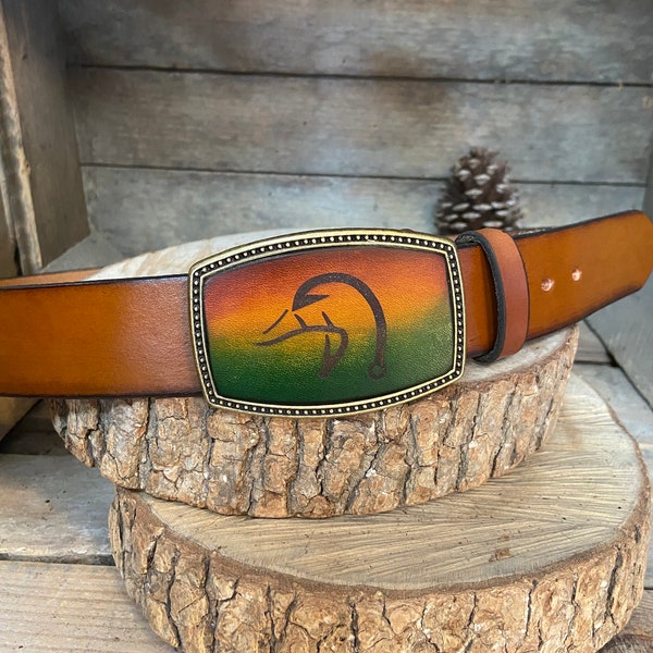 Hunting Belt Buckle | Duck Fishing Hook and Deer Antler | Hunting | Duck Hunting | Duck Head | Hand-Made | Made in the USA gift for him,