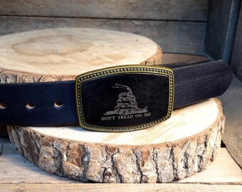 Custom made leather buckle | Don't Tread on Me, Rattlesnake | colors for any belt | easily change your buckle