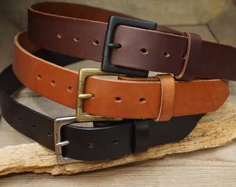 Cinturón de cuero para hombre - Brida inglesa de grano completo - Fabricado en Estados Unidos - 1.5" de ancho - Cinturón de regalo