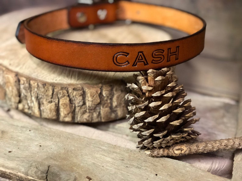 1 Width Personalized Genuine Leather Dog Collar for Etsy