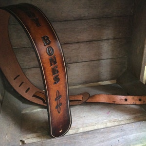 Personalized Leather Guitar Strap | Tooled Guitar Strap | Two-Tone Hand-Dyed | graduation Gift | Custom Guitar Strap | Musician Gift