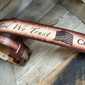 Personalized leather guitar strap American Flag, Patriotic Great Gift for Musician or Guitarist custom made strap