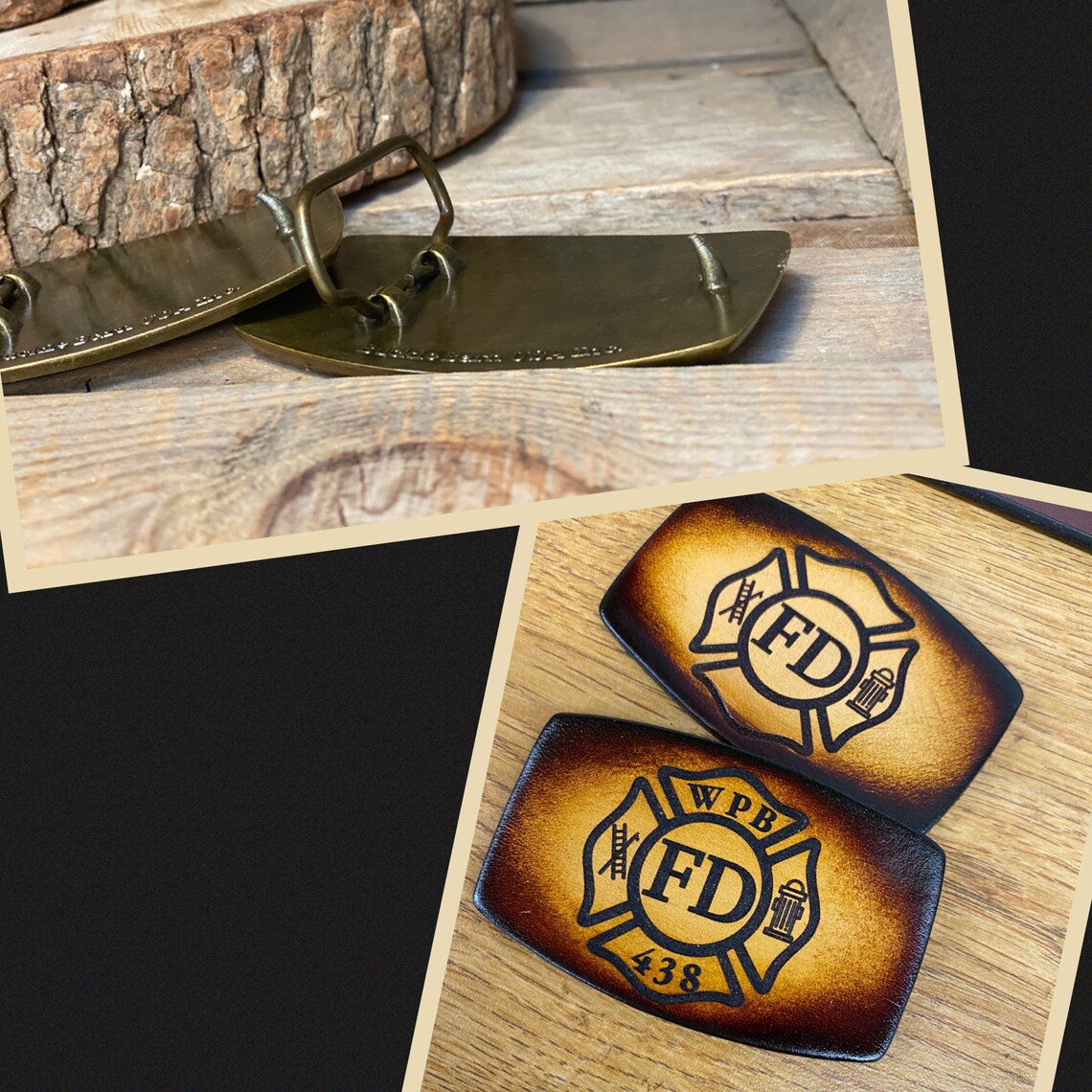 Personalized Belt Bucklefire Departmentgenuine Leather Etsy