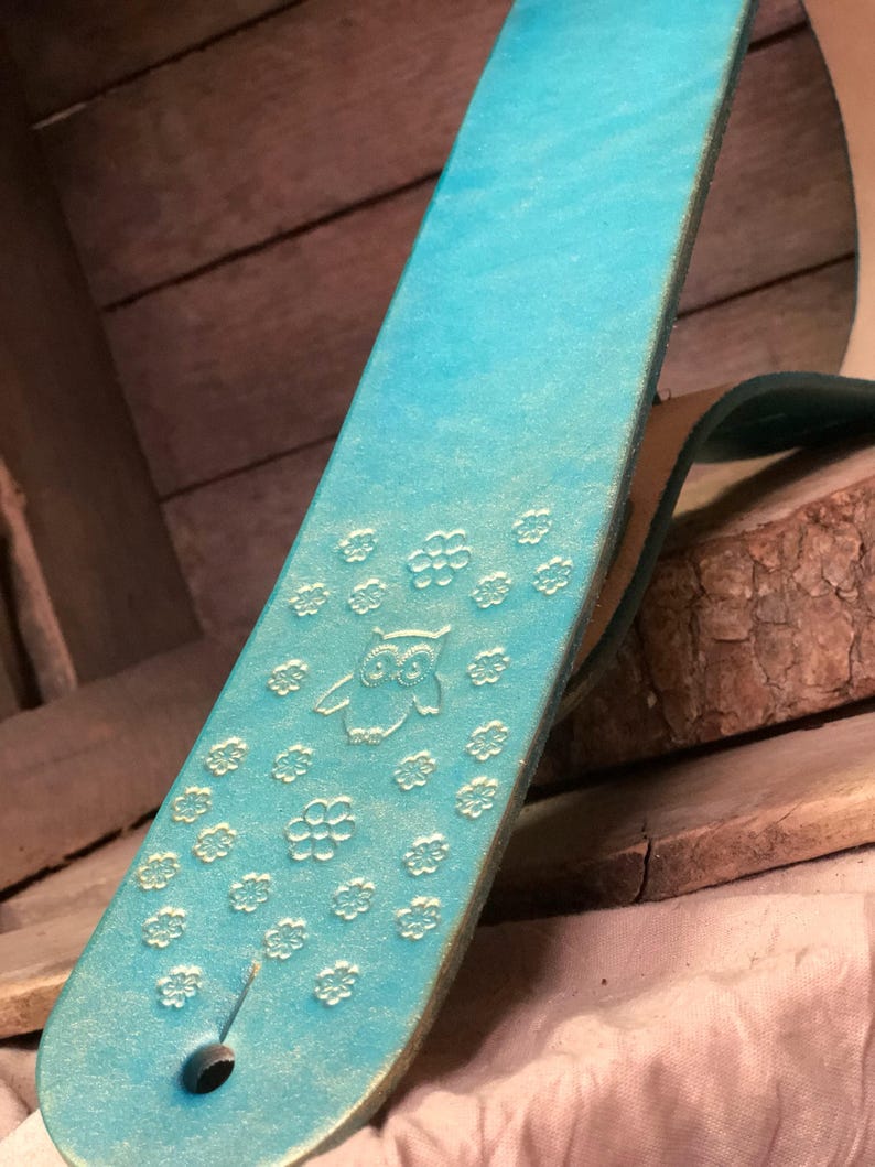 CHILD'S Personalized Leather Guitar Strap Great Gift for Etsy