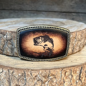 Belt buckle | Bass Fish, Custom Made, Leather buckle| Match any belt | Can be personalized too!  Great Fisherman gift, Dad or Grandads gift