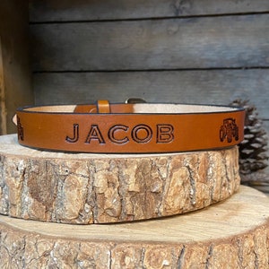 Leather Kids Belt /Children&#39;s/toddlers leather Belt Cow, pig, tractor belt-little boys 1&quot; width, Personalized kids belt, Christmas Gift-Farm