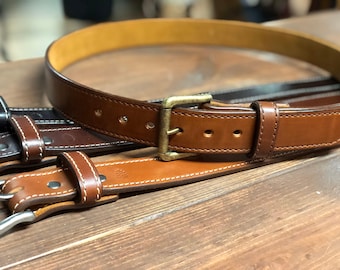 Full Grain Leather Belt: Suede Lined, Stitched 1.5" - THE APPALACHIAN
