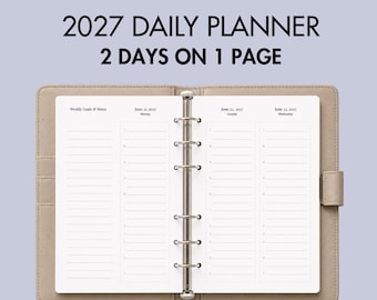 Wkładka do planera dziennego na rok 2027 | Kolumny godzinowe w połowie rozmiaru (pobierz plik PDF)