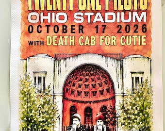 Plakat koncertowy TwentyOne Pilots w Ohio, 17 października 2026 r. – wydruki oryginalnych akwareli