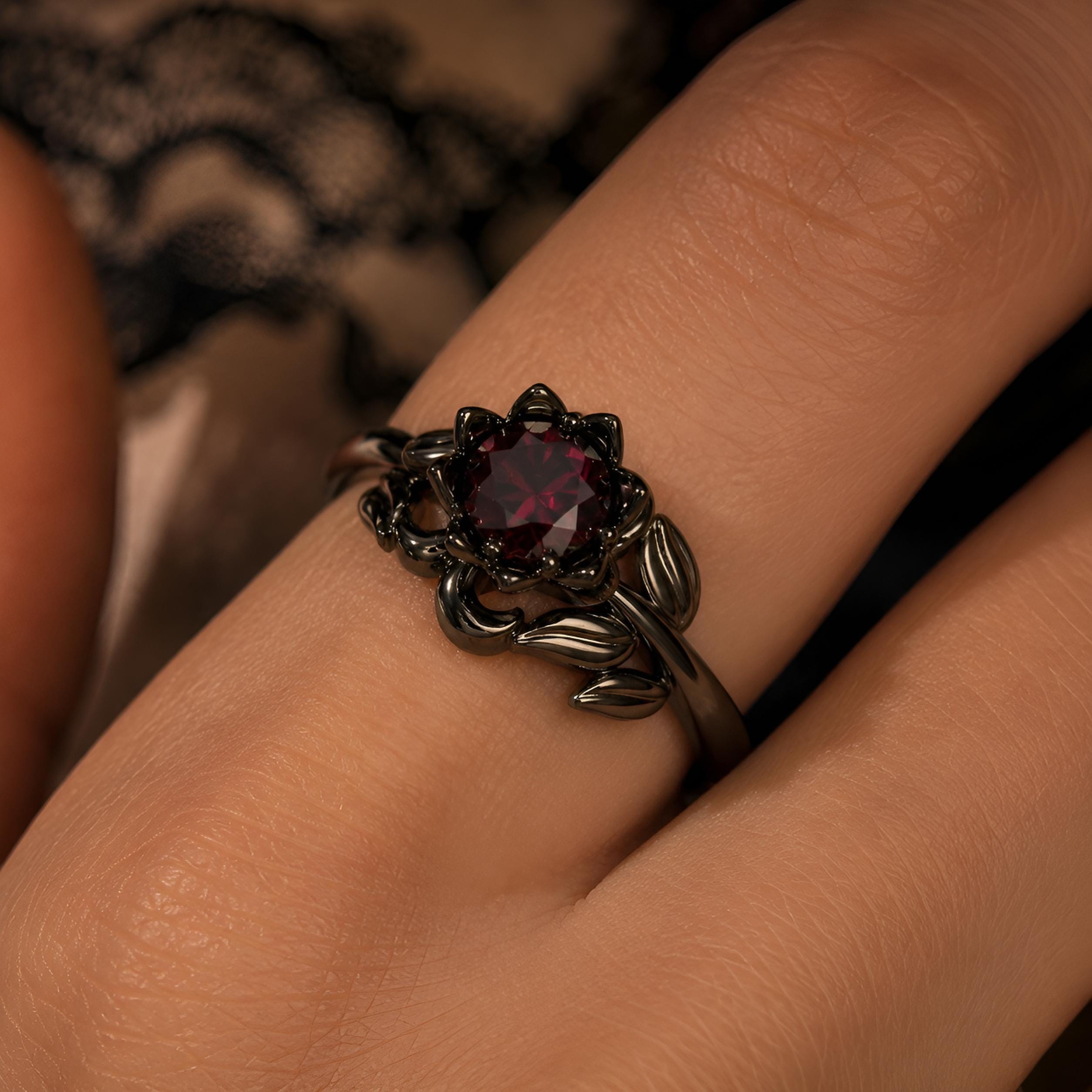 Black crystal ring - Etsy 日本