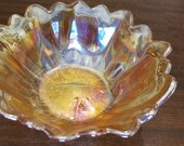 Vintage 1960 39 s Orange Imperial Marigold Irridescent Carnival Glass Sunflower Bowl
