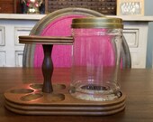 Vintage Cigar Humidor Glass Jar with Five Pipe Stand