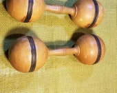 1920 39 s Wooden Hand Weights Dumbbells Barbells Work Out Gym