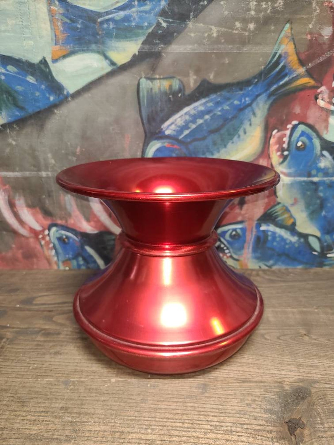 Vintage 1970's MCM Spun Red Aluminum Spittoon Cuspidor by