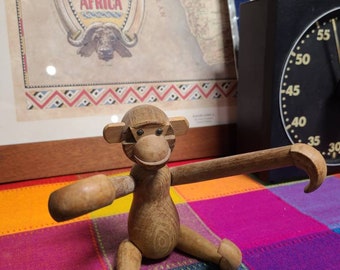 Vintage MCM Kay Bojesen Designed  Danish Denmark  Teak Wood Modern Articulated Zooline Monkey Toy Figure