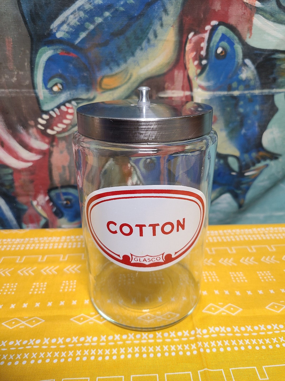 Vintage Medical Office Glasco Glass Cotton Sterilizer Jar Doctor's