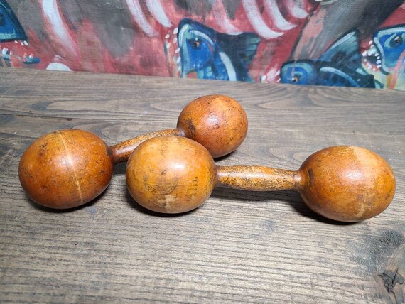 Antique Pair 1920 s Wooden Spalding Hand Weights Dumbbells Barbells Work Out Gym 1 2 Lb Each 8 L X 2.5 D Etsy UK