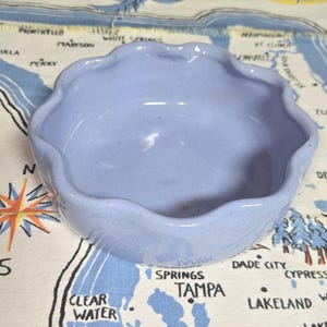 Heavy Pale Blue Scalloped Edge Bybee Primitive Kentucky Pottery Bowl Signed on Base BB