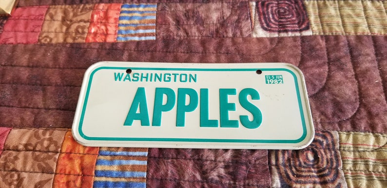 Vintage 1982 Mini Automobile Tin License Washington State WA Souvenir Plate