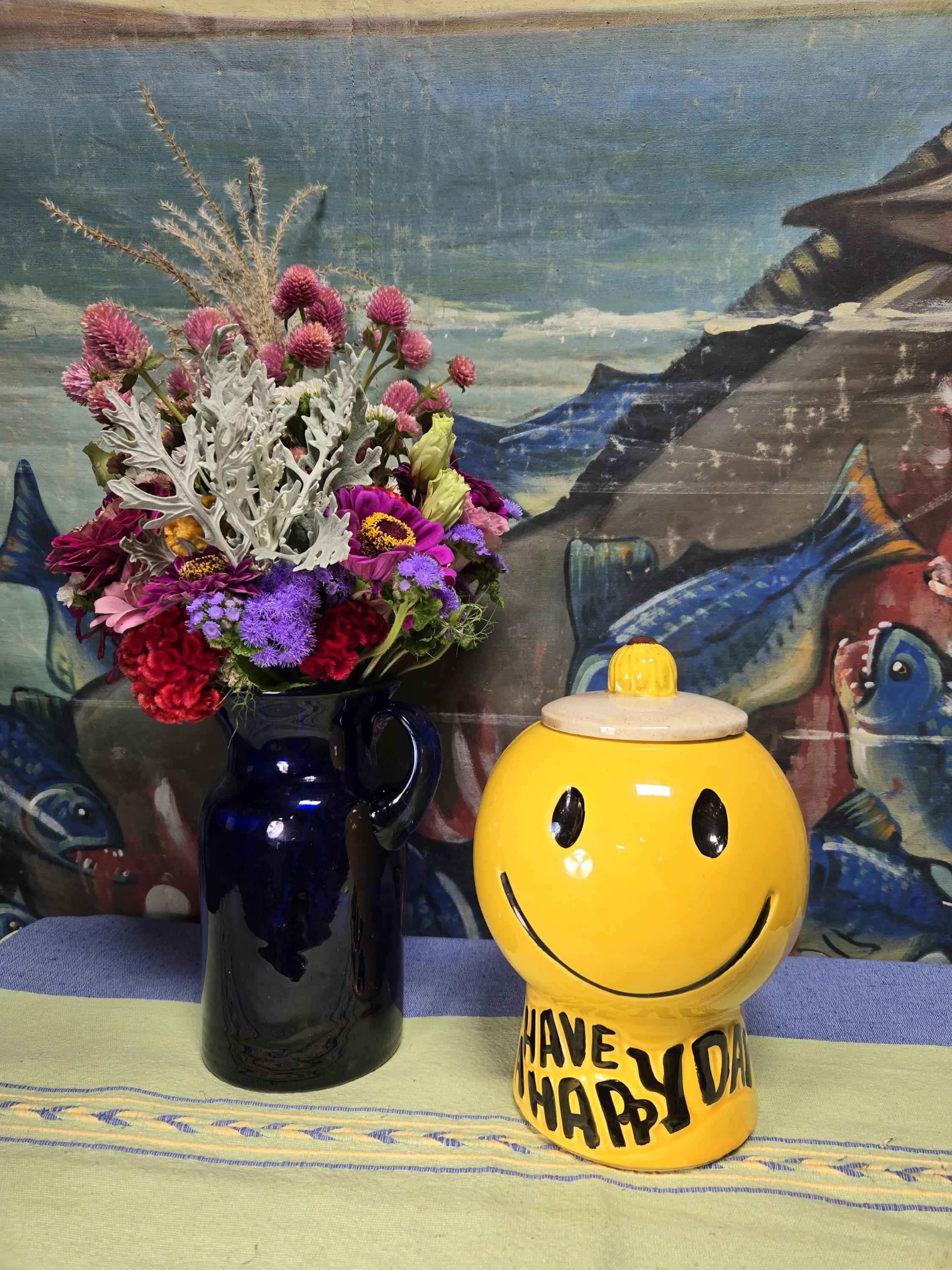 Antique American Clay Mccoy Pottery Yellow Glazed Have a Happy Day