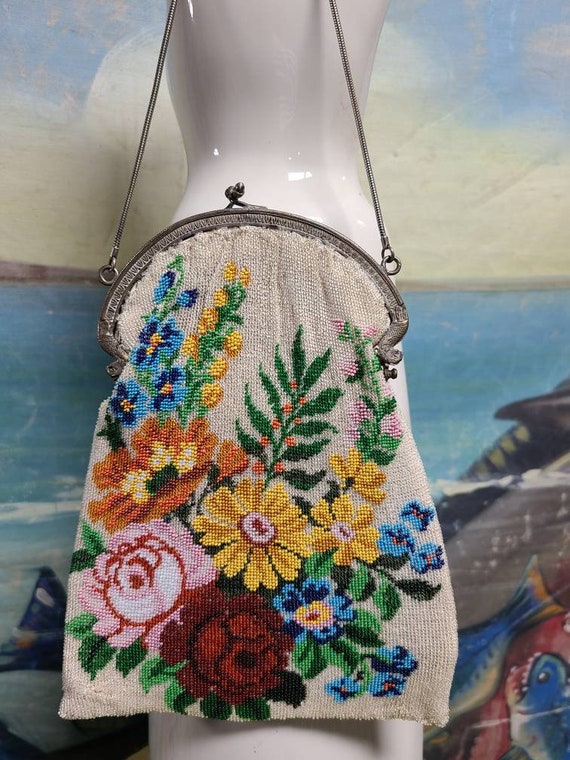 Antique Circa 1920's Floral Microbeaded Purse Evening Bag - Etsy