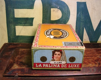 Antique La Palina Ideals De Luxe Cigar Box American Advertising Box