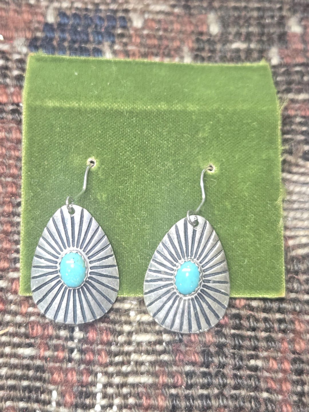Circa 1970's Pair Tommy Singer Sterling Silver Drop Turquoise Earrings ...