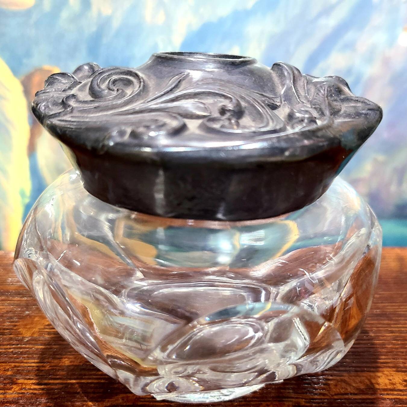 Beautiful Antique Victorian Glass Hair Receiver With Silver Etsy