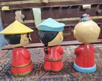 3 Adorable Vintage 1950's Bobble Head Nodder Bobbing Head