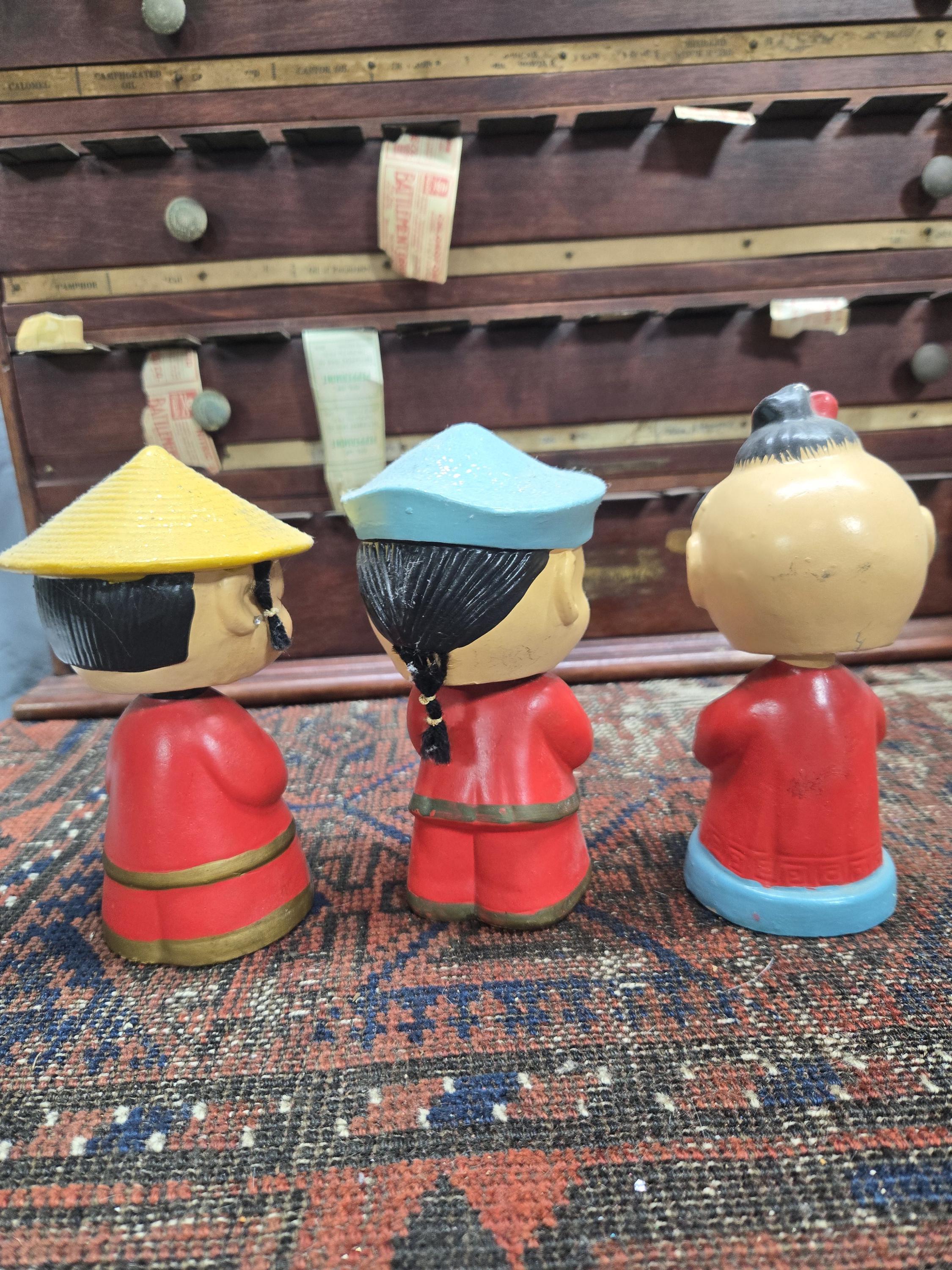 3 Adorable Vintage 1950's Bobble Head Nodder Bobbing Head