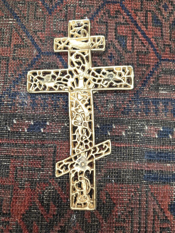 Antique Ornate IHUI 3 Bar Russian Orthodox Cross Crucifix Wall