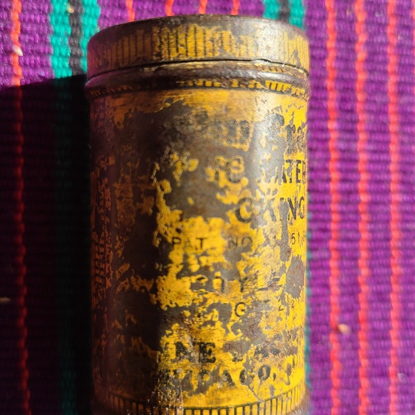 John Crane Advertising Tin Rare 1915 Era Metallic Water Pump Packing Tin