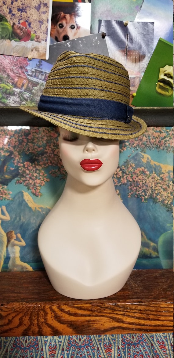 Amazing Vintage Straw Man or Ladies Summer Hat Fe… - image 2