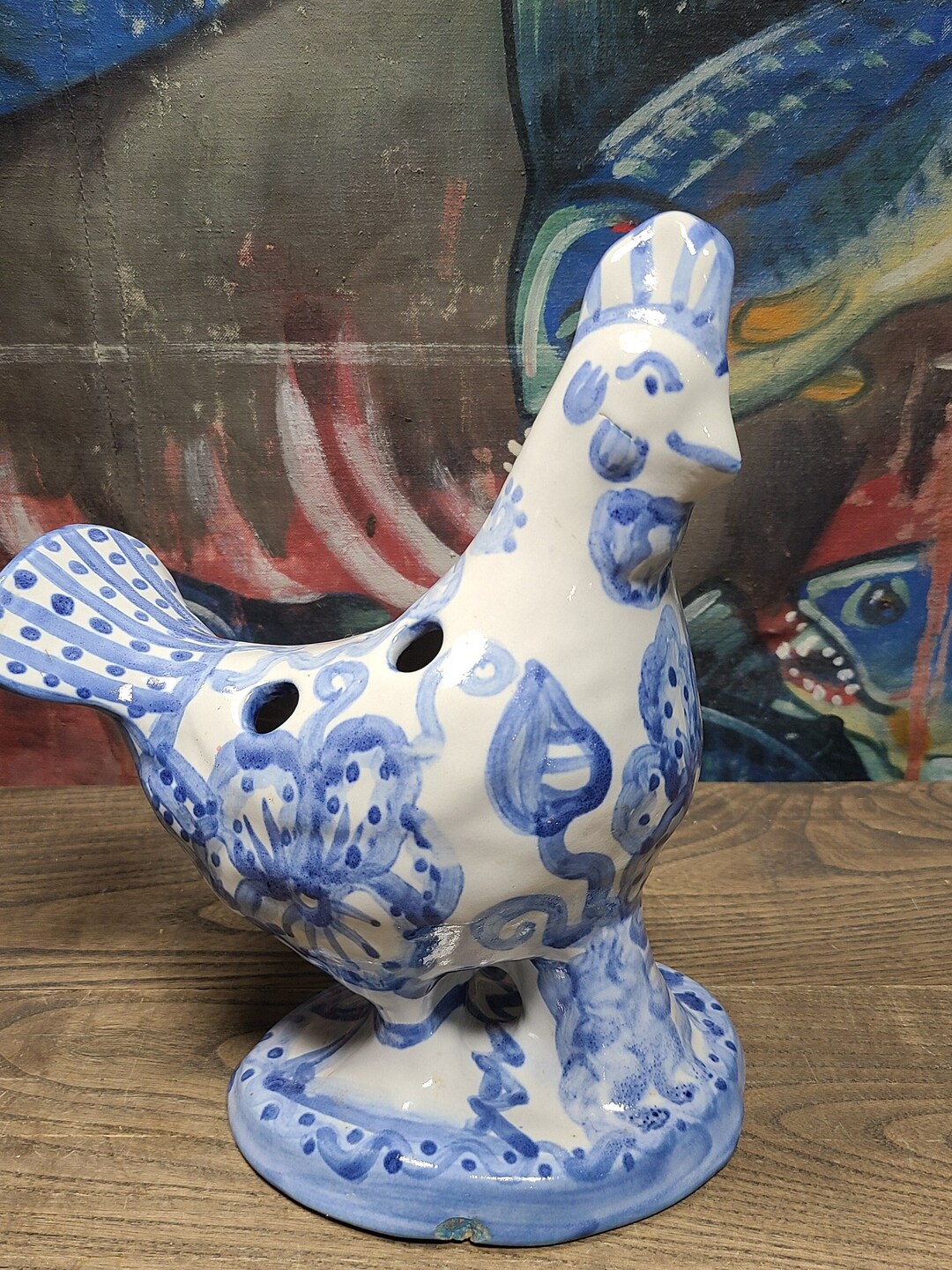 Rare Vintage Handmade Kentucky Folk Art Pottery M A Hadley Blue Over ...