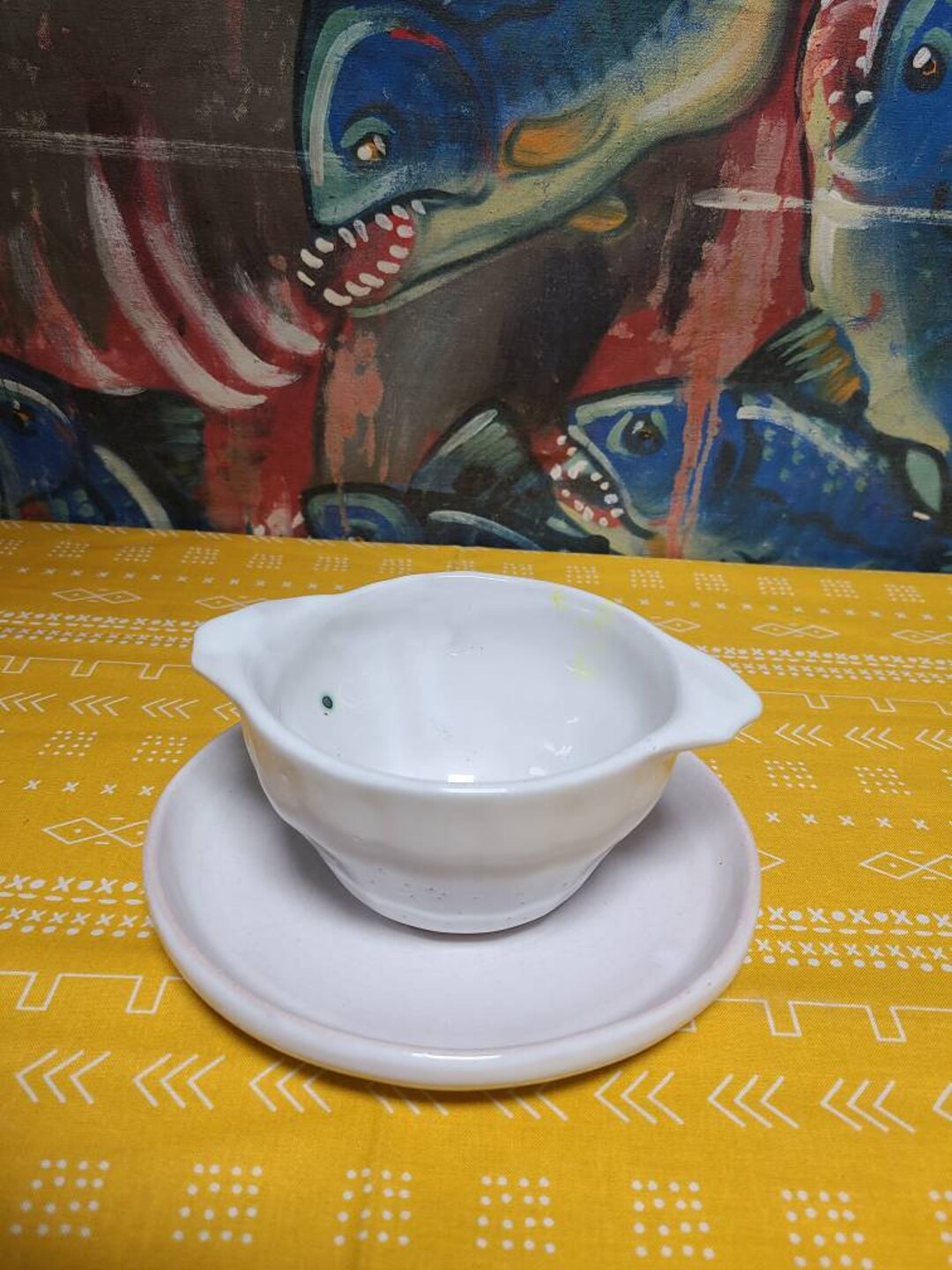 2 Vintage Pieces Unusual White Bybee Pottery Primitive Kentucky Clay ...