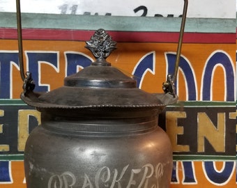 Vintage Columbia Ornate Silver Plated Handled Cracker Biscuit Jar
