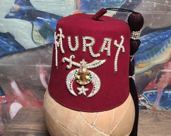 Vintage 1950s–1960s Shriner’s Antioch Hat – Maroon Fez with Tassel Genuine Shriner main image 3