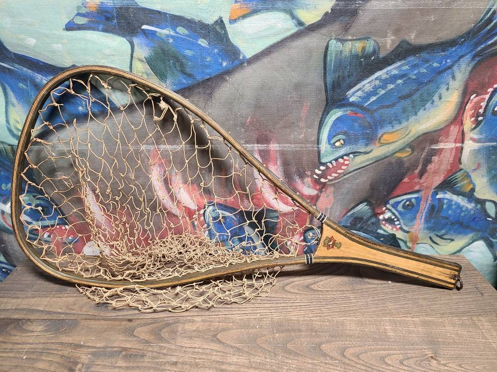 Fabulous Vintage Classic Fisherman's Trophy Brand Wooden Handled Fly  Fishing Net For Catching your Big Trout Fish Decor