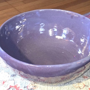 Signed Bybee Pottery Bowl, Deep Purple Kentucky Primitive Serving Dish