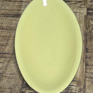 Vintage Beautiful Yellow Glazed Bybee Primitive Kentucky Pottery Oval Side Plate Great Condition Signed on Base BB