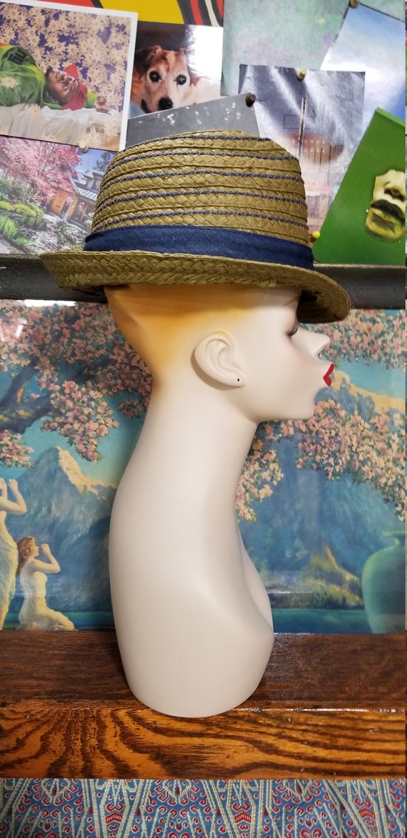 Amazing Vintage Straw Man or Ladies Summer Hat Fe… - image 3
