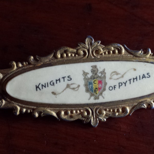 Vintage Oddity Real Knights of Pythias Odd Fellows Lodge Membership M C Lilley Co. Columbus Badge Fraternal Organization