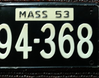 Vintage 1953 Mini Automobile Tin License Plate Mass Massachusetts MA Boston State Souvenir