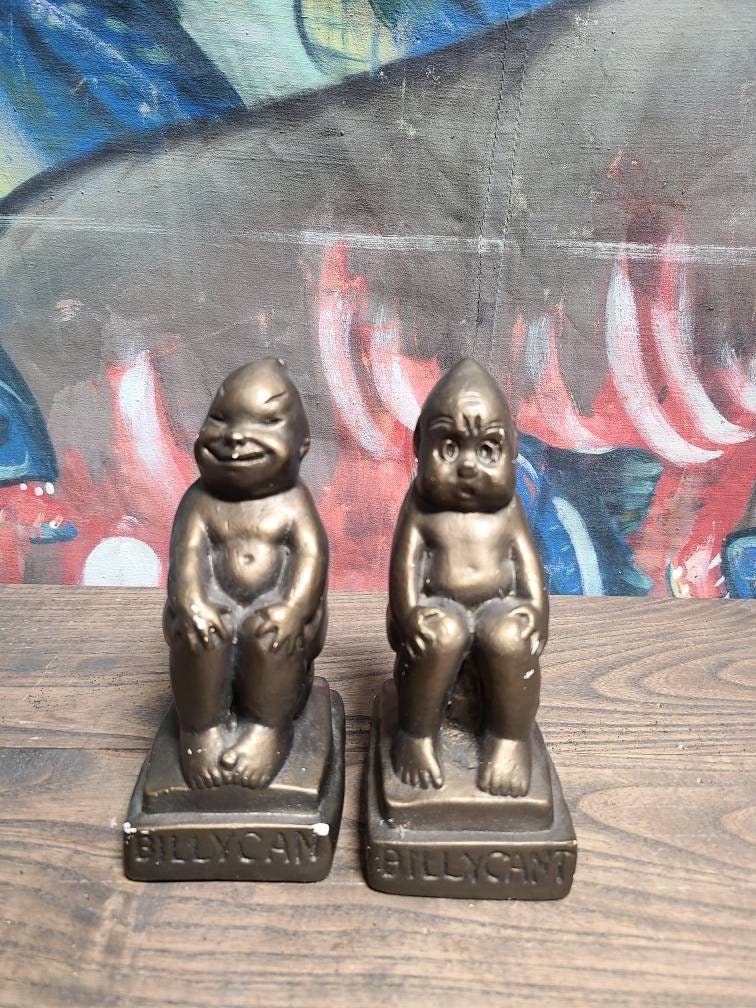 Vintage Funny Good Luck Money Billiken Chalk Seated Figurines the