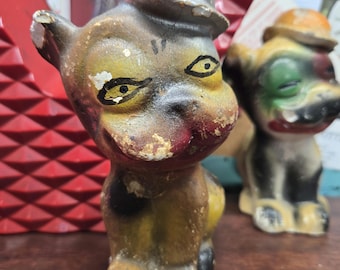 Vintage Chalkware Bulldog - French Bulldog Chalkware Figurine - 10