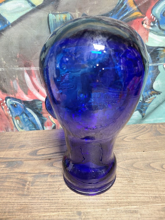 Vintage Cobalt Blue Glass Display Mannequin Head - image 3